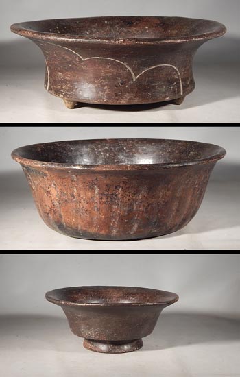 Ancient Mexico Teotihuacan Brownware Pottery Bowls Vessels