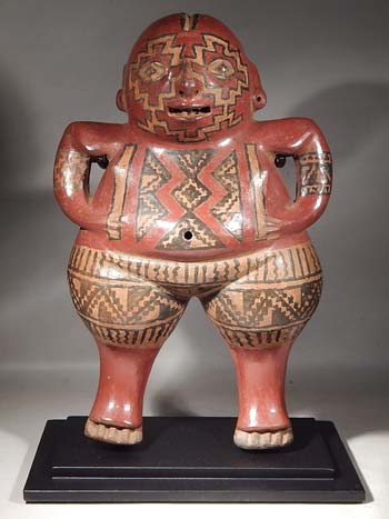 Ancient Chupicuaro Polychrome Figure Custom Display Stand (front).