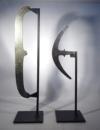 Ancient Egyptian Bronze Axe Heads (Blades) Custom Display Stands. (front)