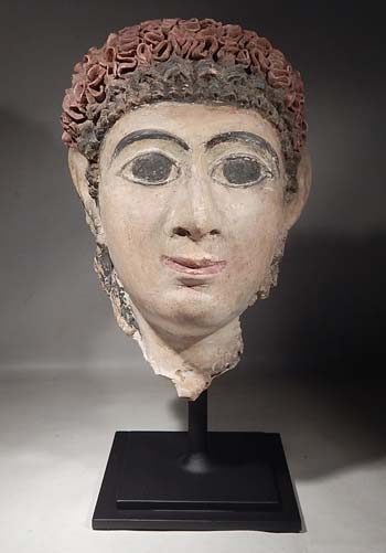 Romano Egyptian Stucco Plaster Head Custom Display Stand (front).
