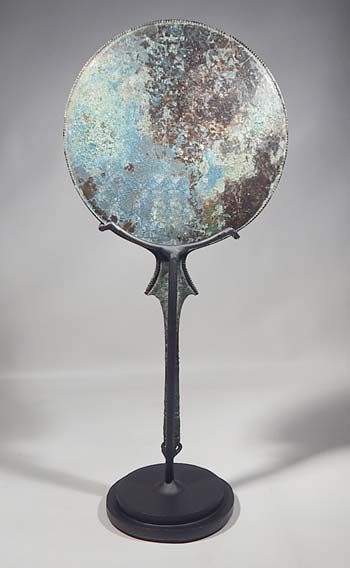 Ancient Etruscan Bronze Mirror Custom Display Stand (back).