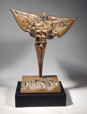 Bronze Sculpture by Slovenian surrealist Janez Boljka Custom Display Stand. (front)