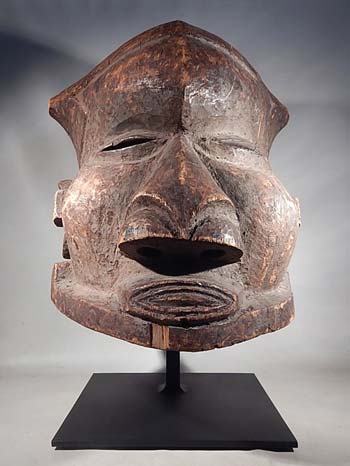 African Kuba Bwoom Helment Mask Custom Display Stand (front).