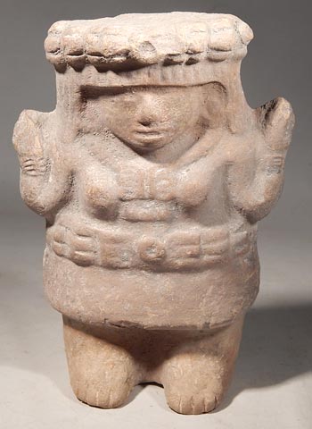 Maya Mayan Jaina Pottery Rattle Figure
