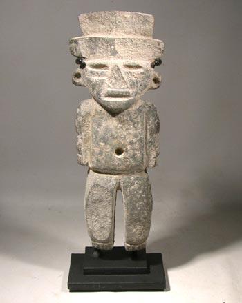 Ancient Pre-Columbian Teotihuacan Carved Stone Figure Custom Display Stand (front)