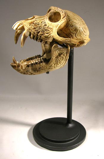 Tibetan Kapala - Carved Skull Custom Display Stand - Back