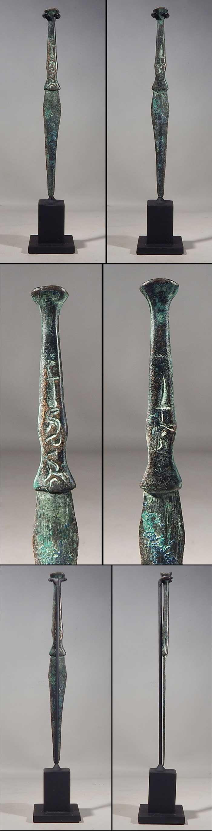 Ancient Luristan Inscribed Bronze Dagger Blade Knife