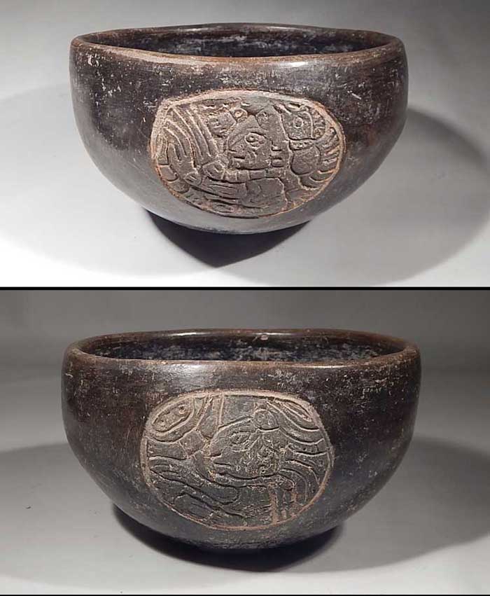Maya Carved Blackware Bowl