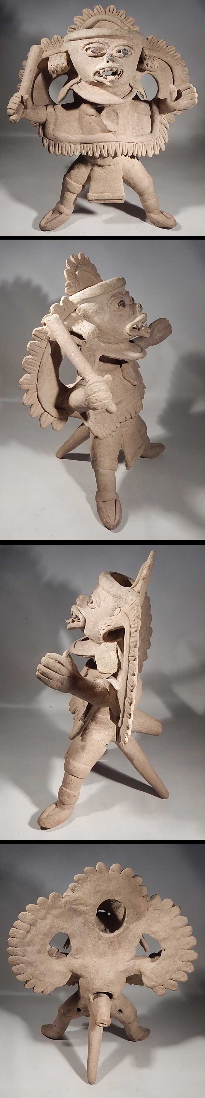 Pre-Columbian Veracruz Bat God Warrior Whistle
