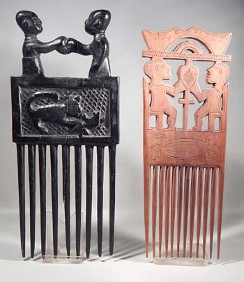 Tribal African Carved Wooden Commemorative Combs